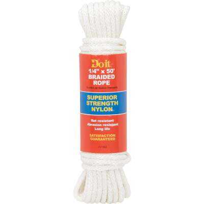 Do it Best 1/4 In. x 50 Ft. White Braided Nylon Packaged Rope